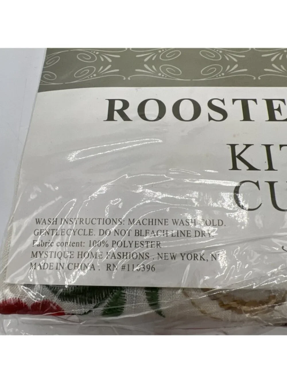 Rooster Sequins Kitchen Curtains 3 Piece Swag Tiers Farmhouse